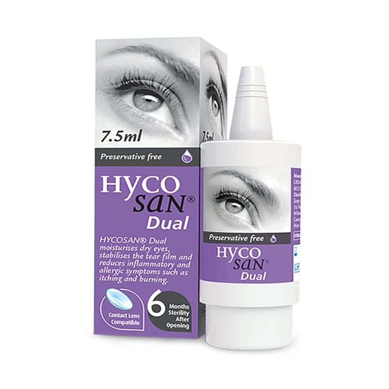 Eye Exam and HYCOSAN DUAL Eye Drops for Dry and Allergic Eyes, 7.5ml
