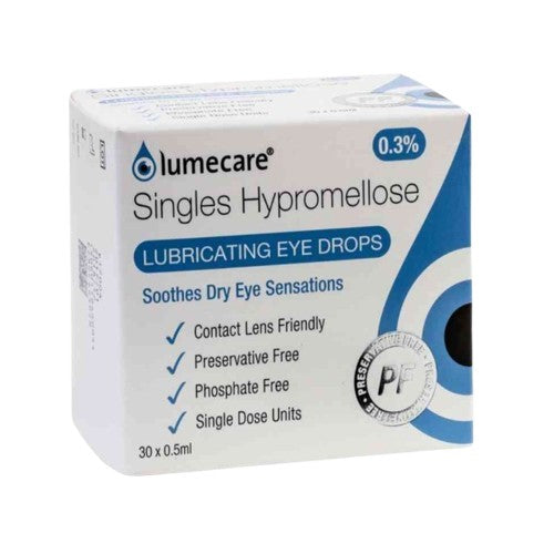 Lumecare Singles Hypromellose Lubricating Eye Drops, 30 x 0.5ml