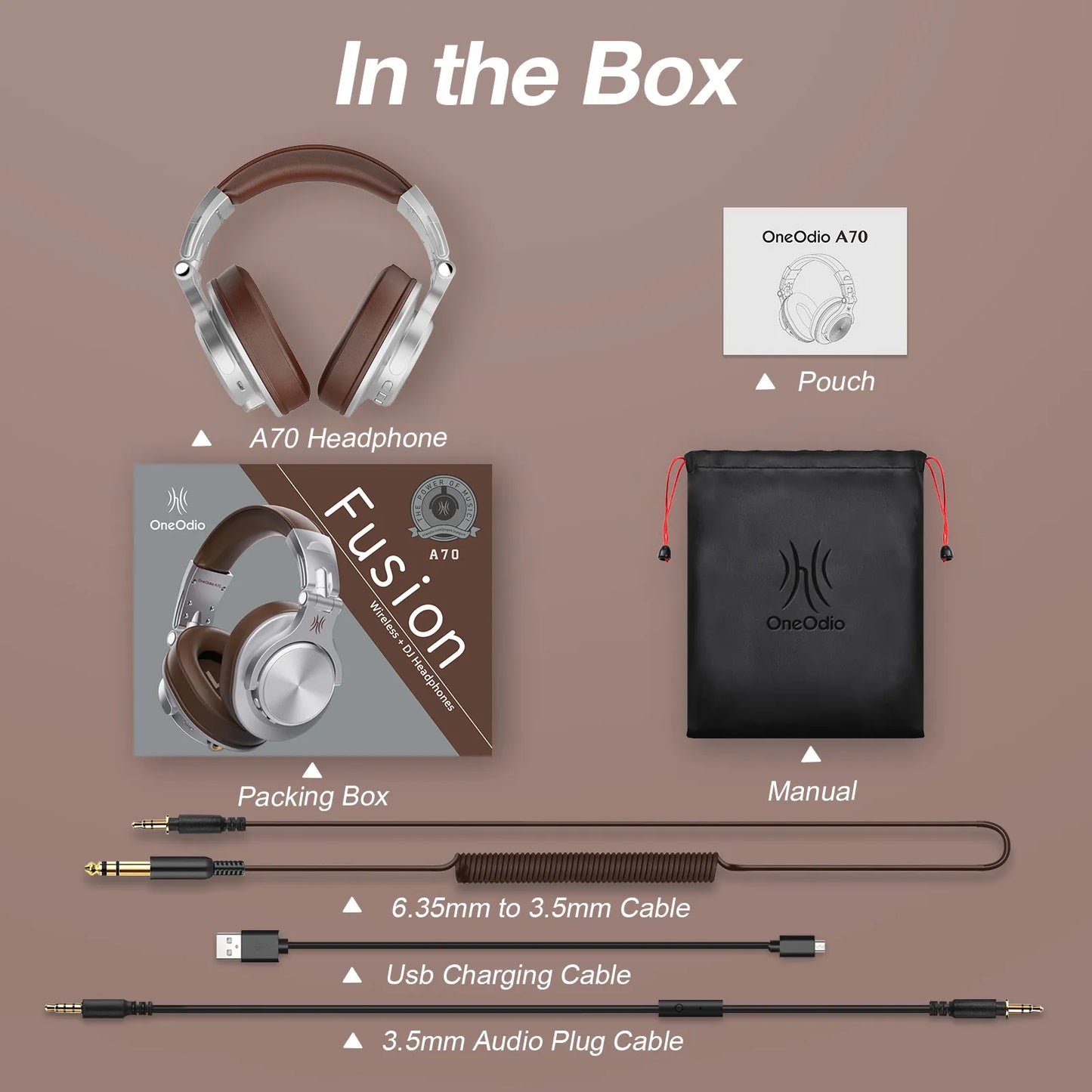Headphones with Mic for PC and Mobile OneOdio A70 Wireless