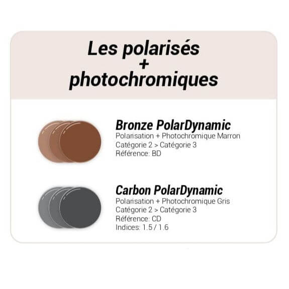 Carbon/Bronze PolarDynamic фотохромные поляризованные линзы