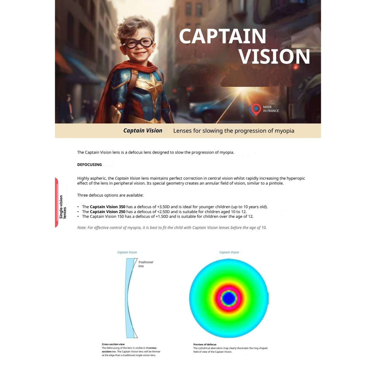 Lesa Captain Vision briļļu lēcas tuvredzības kontrolei