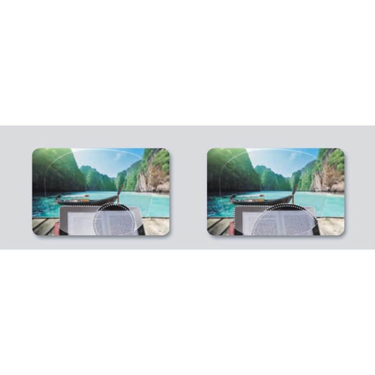 BifoMax Invisible Bifocal lenses showcasing invisible bifocal lenses for reading on a scenic boat view.
