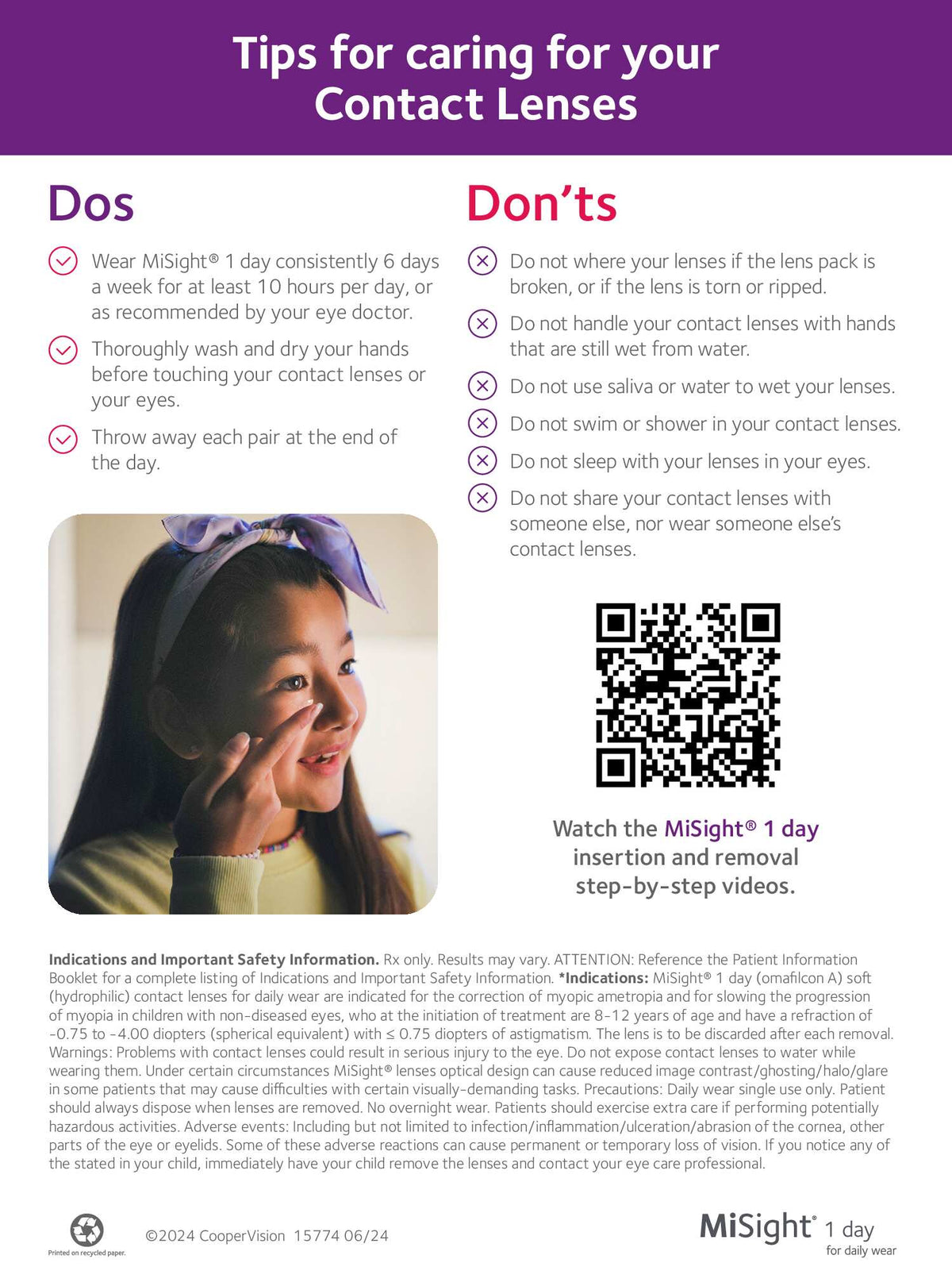 Free Trial Contact Lenses MiSight® 1 day for Myopia Control