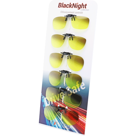 BlackNight night driving glasses or clip, 6 pcs