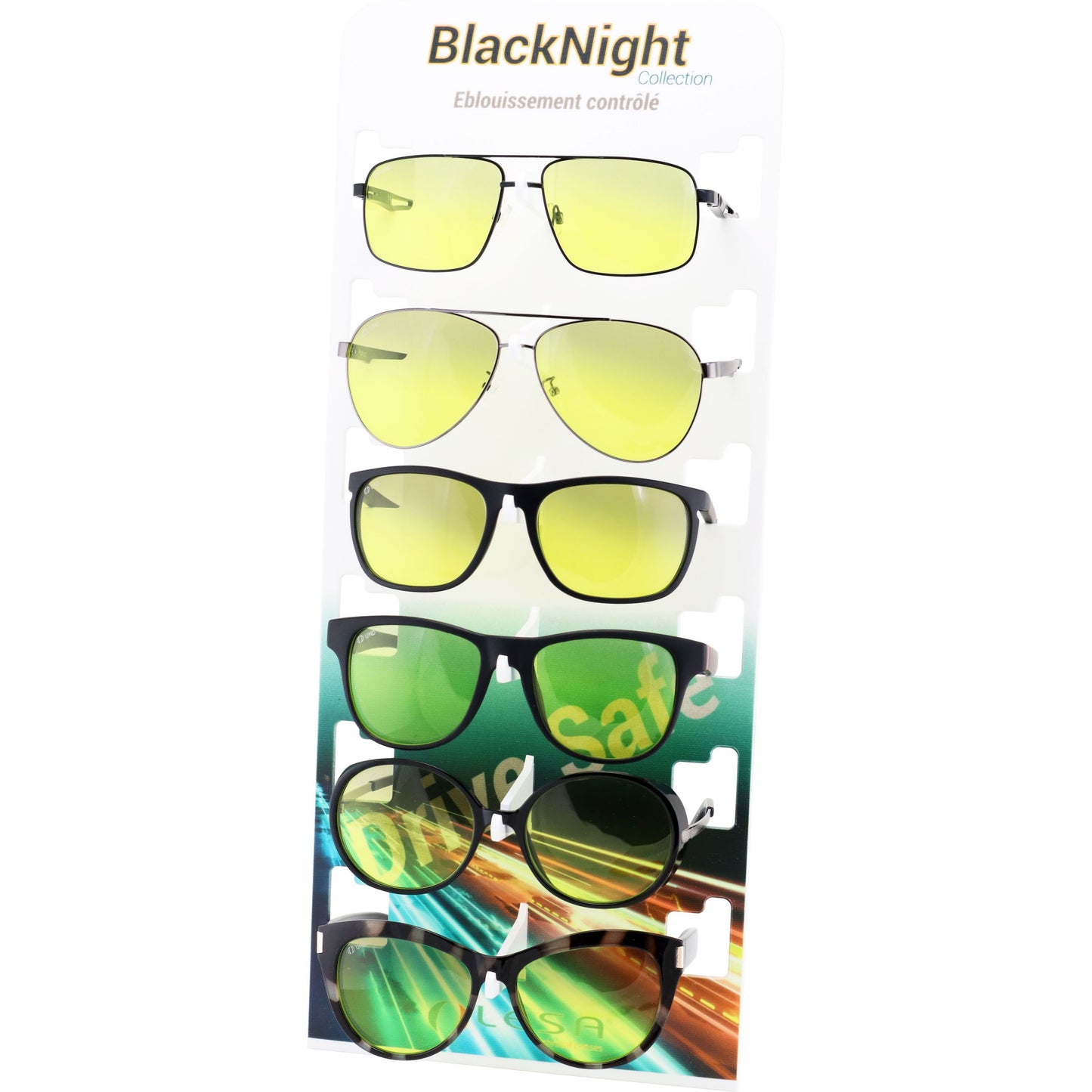 BlackNight night driving glasses or clip, 6 pcs